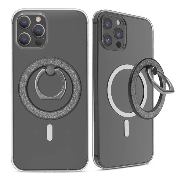 MagSafe Phone grip Holder Kickstand Phone Grip Finger Ring Grip Black Glitter - Picture 3 of 8